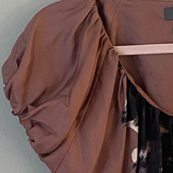 Alexander McQueen McQ paint splatter silk mini dress in Mocha - Picture 4 of 6